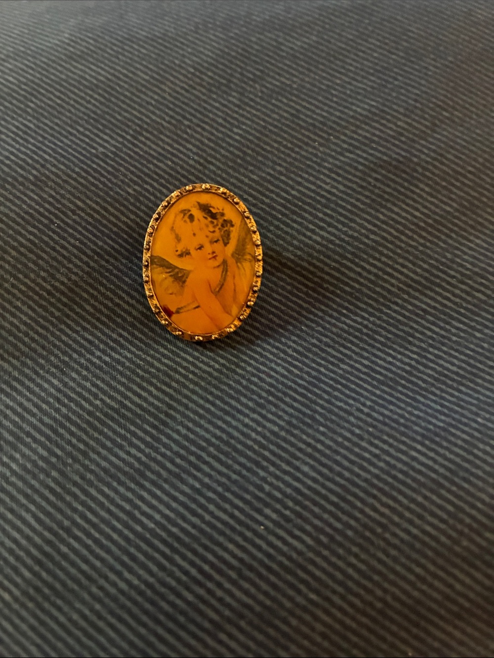 Vintage Gold-Tone Amber Cameo Angel Pin Brooch - Women’s Jewelry